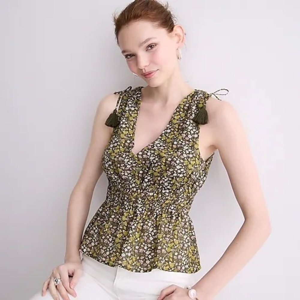 NWT J.Crew  Cotton Voile Top Floral Print SIze M